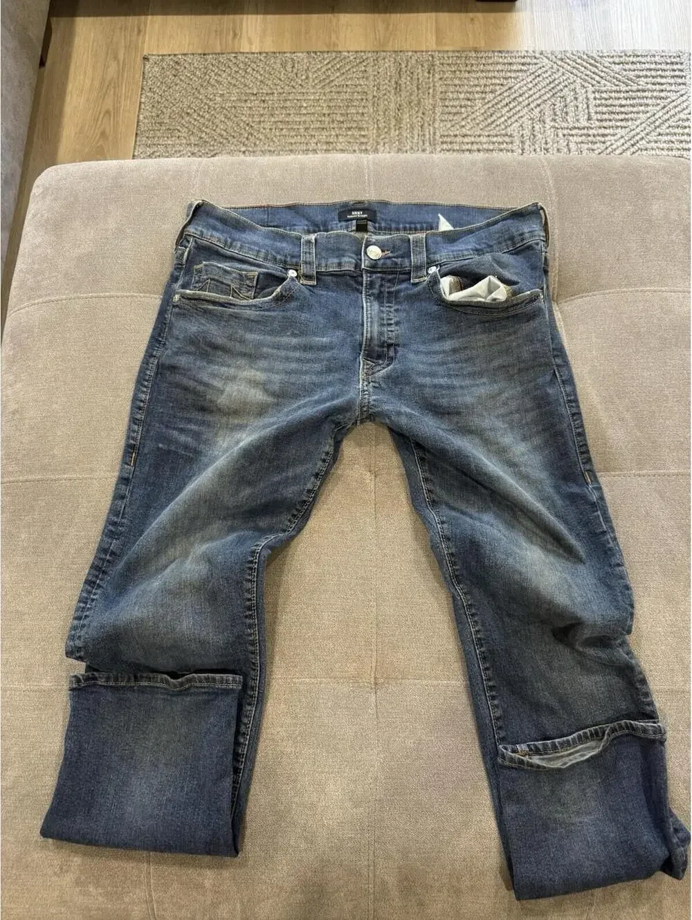 True Religion Jeans Mens 36 Blue Ricky Relaxed Straight Stretch Denim